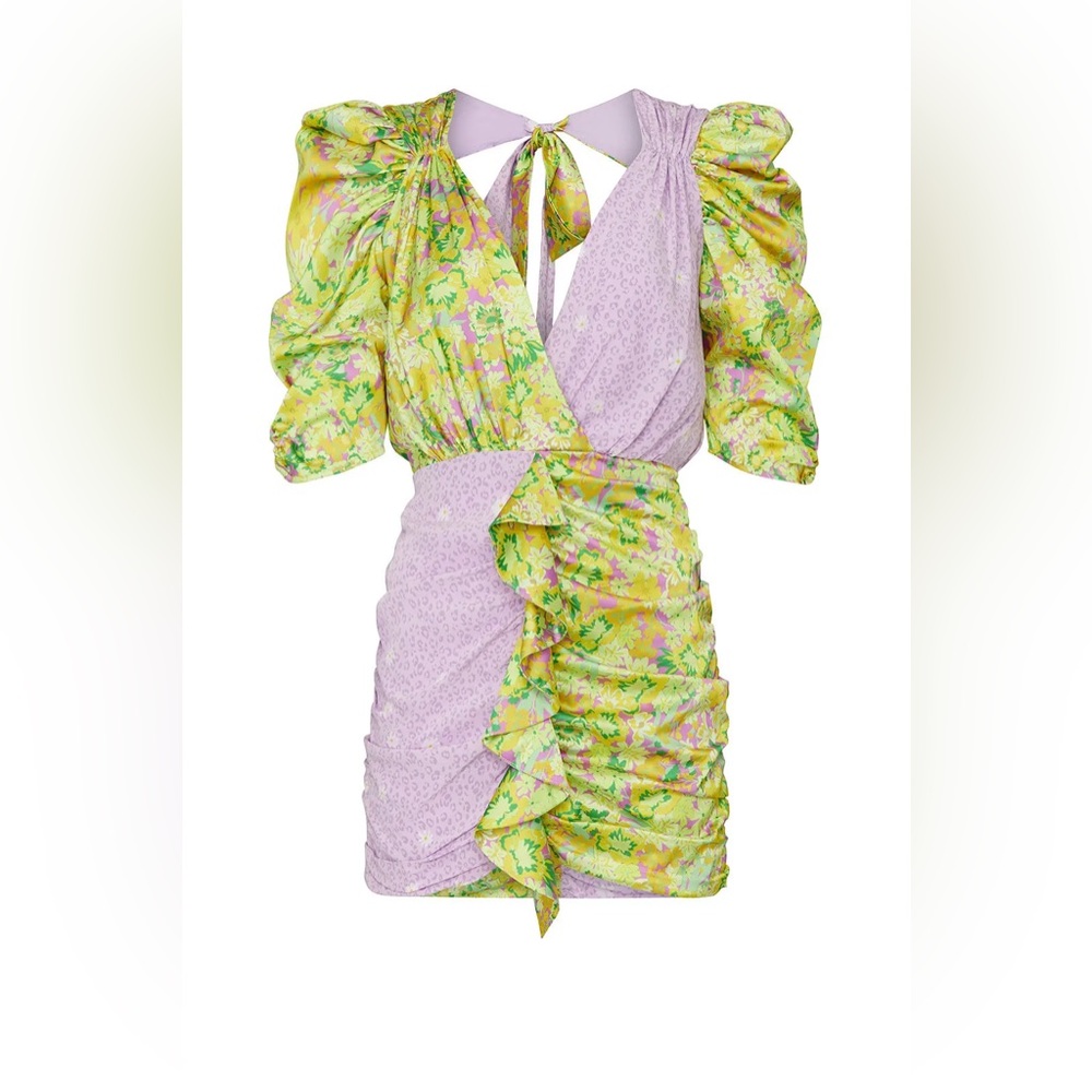 For Love & Lemons Dubois Mix Print Mini Dress in Freedom FLoral